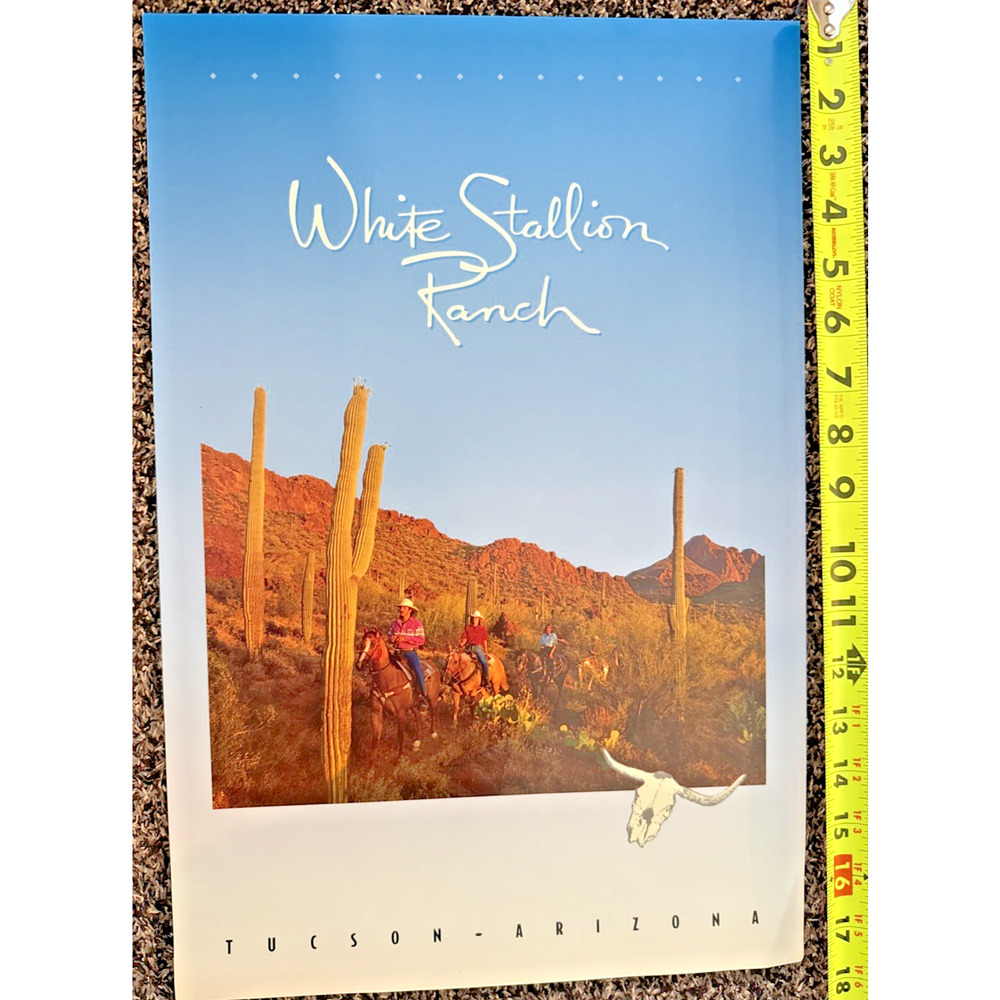 White Stallion Ranch Tucson Arizona Poster Dude Ranch Cactus Horses AZ 18" x 12"